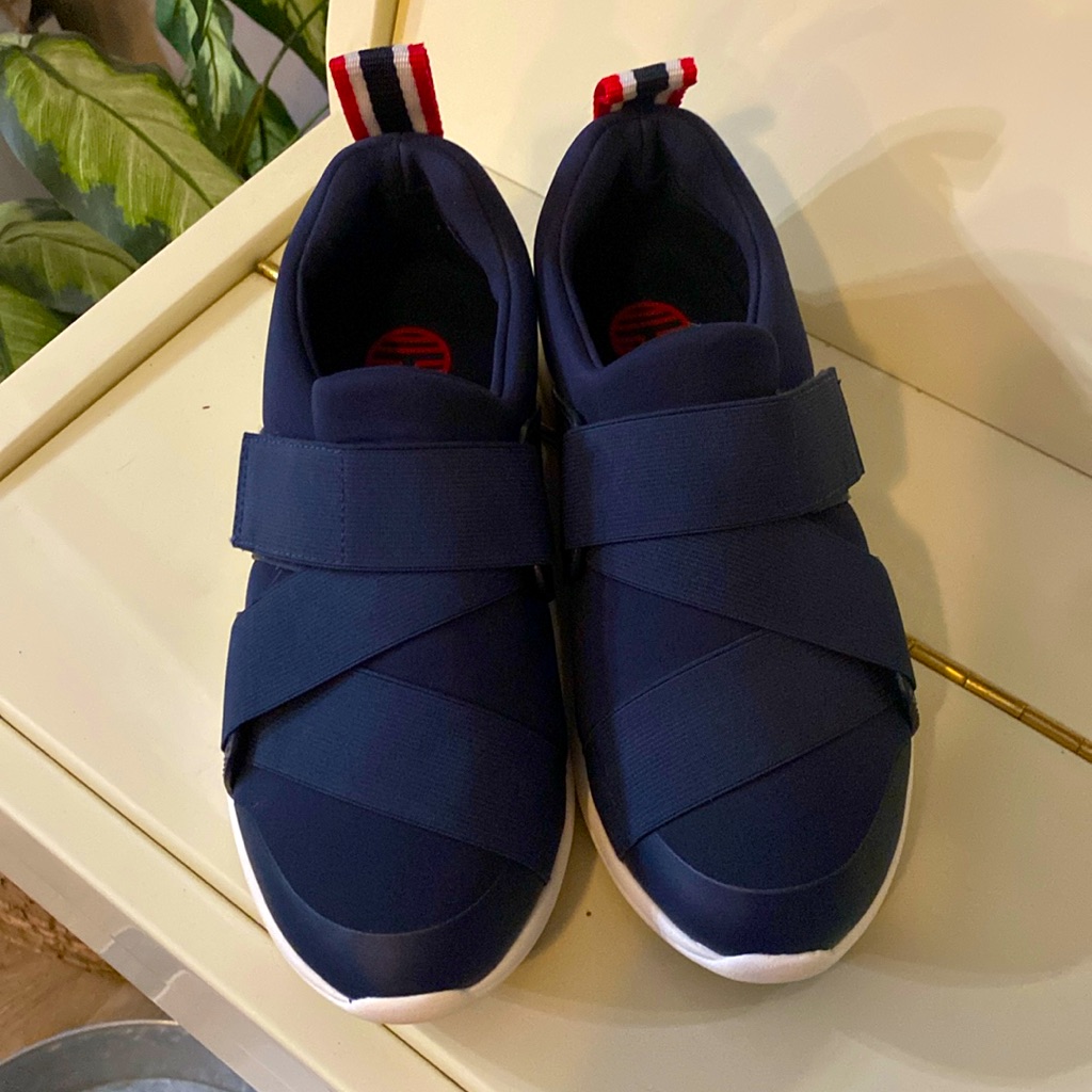 Tory Sport Navy Blue Neoprene Velcro Strap Sneaker Size 5.5